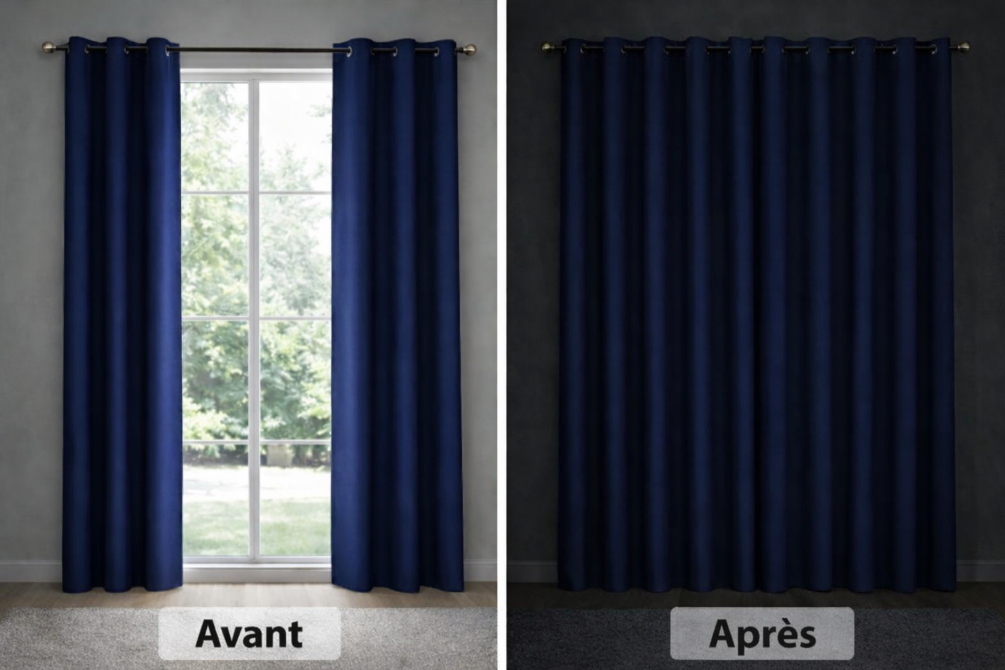 Rideau thermique et occultant Bleu marine