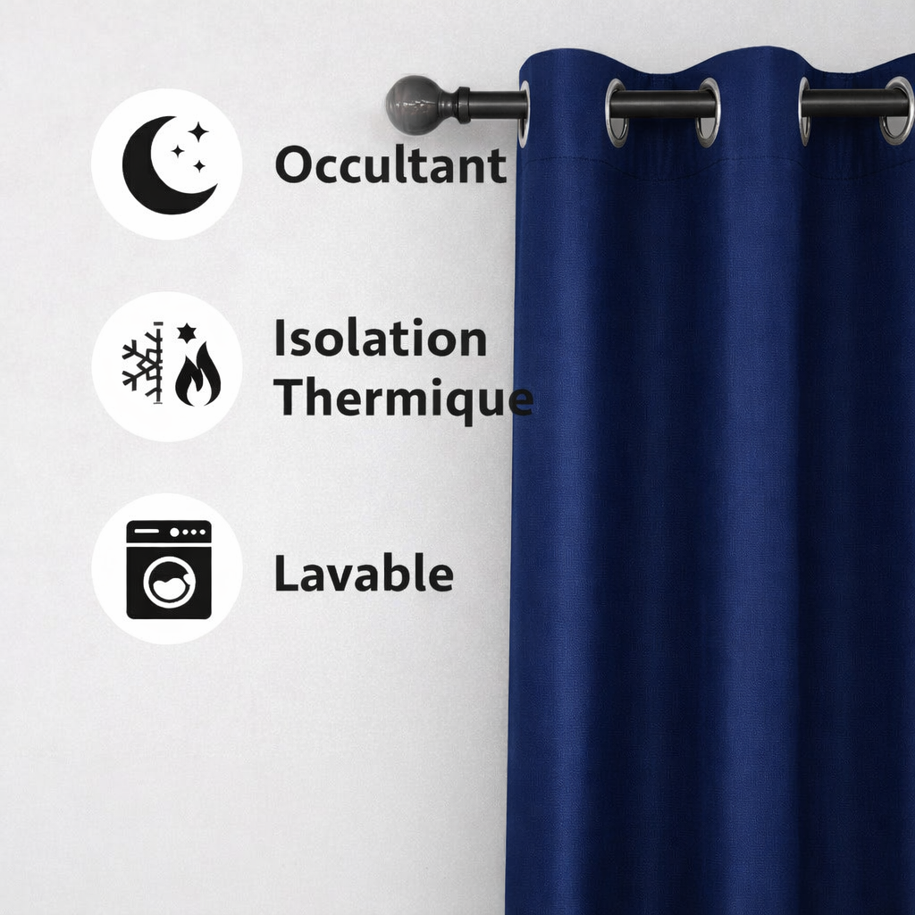 Rideau thermique et occultant Bleu marine