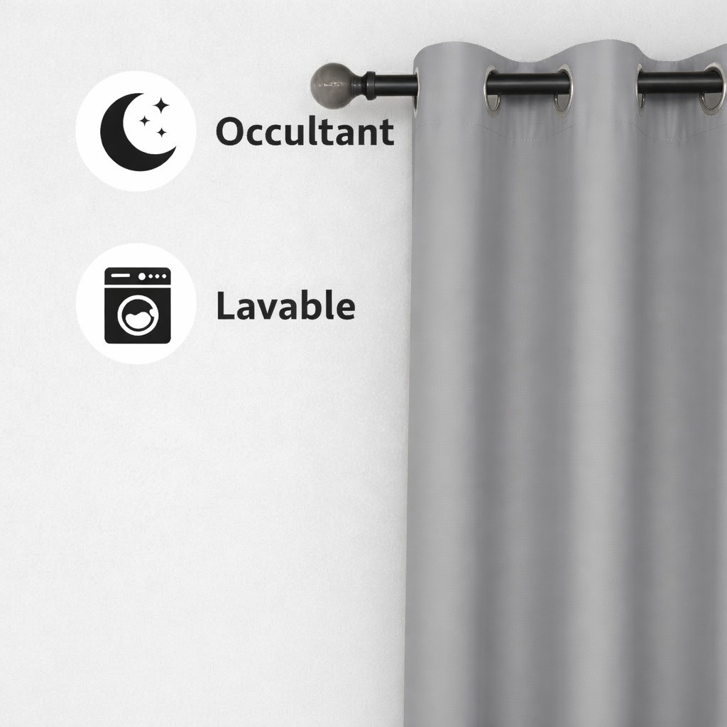 Rideau occultant Gris