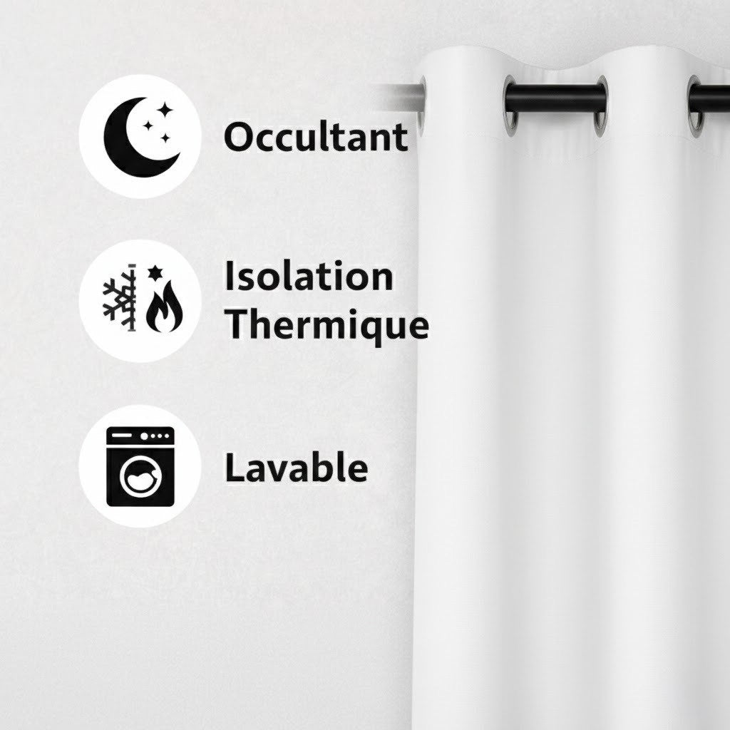 Rideau thermique et occultant Blanc