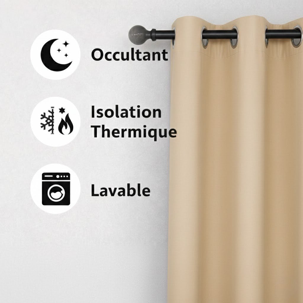Rideau thermique et occultant Beige