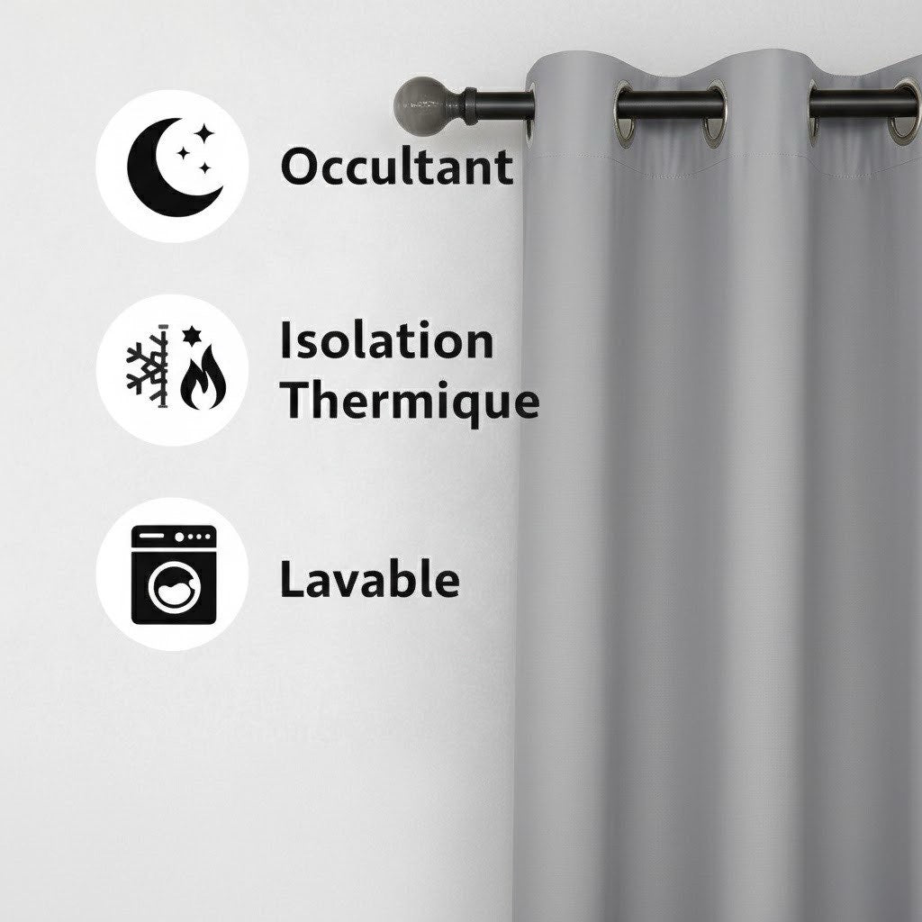 Rideau thermique et occultant Gris
