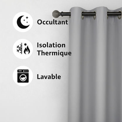 Rideau thermique et occultant Gris