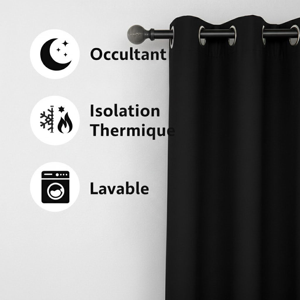 Rideau thermique et occultant Noir